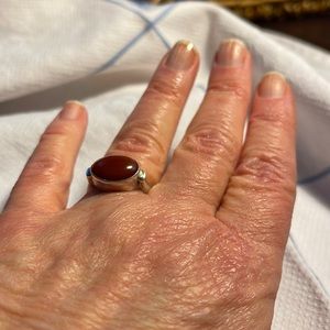 Sterling silver and carnelian ring size 8